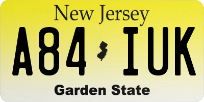 NJ license plate A84IUK