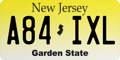 NJ license plate A84IXL