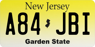 NJ license plate A84JBI