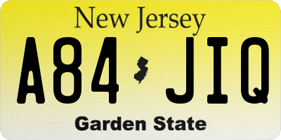 NJ license plate A84JIQ