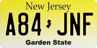 NJ license plate A84JNF