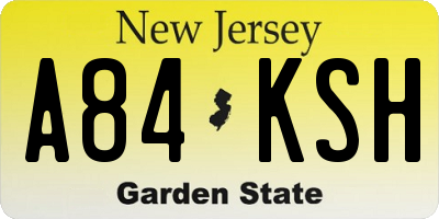 NJ license plate A84KSH