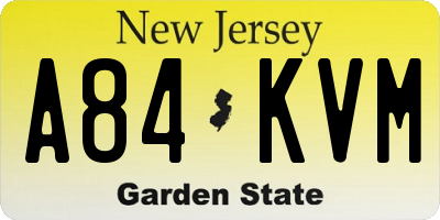 NJ license plate A84KVM