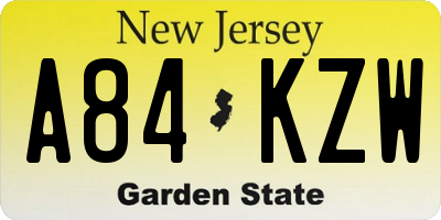 NJ license plate A84KZW