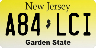 NJ license plate A84LCI