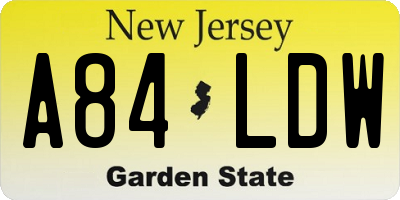 NJ license plate A84LDW