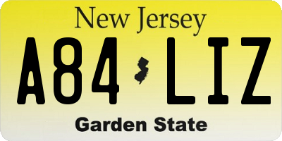 NJ license plate A84LIZ