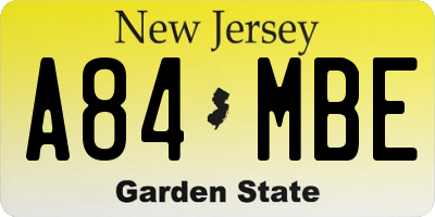 NJ license plate A84MBE