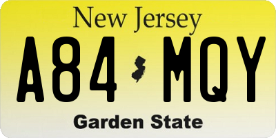 NJ license plate A84MQY