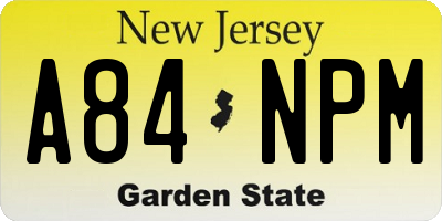 NJ license plate A84NPM