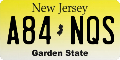 NJ license plate A84NQS