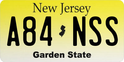 NJ license plate A84NSS