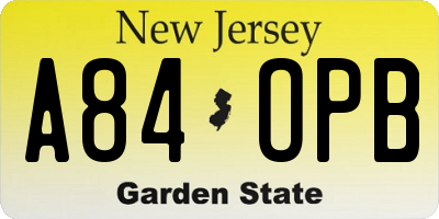 NJ license plate A84OPB