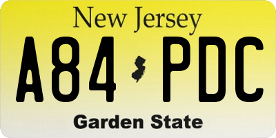 NJ license plate A84PDC