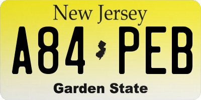 NJ license plate A84PEB