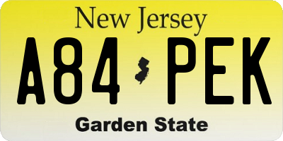 NJ license plate A84PEK