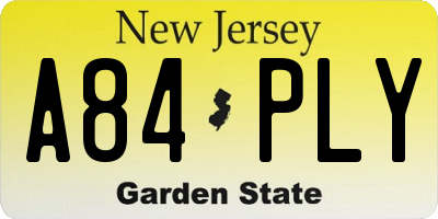 NJ license plate A84PLY