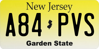 NJ license plate A84PVS