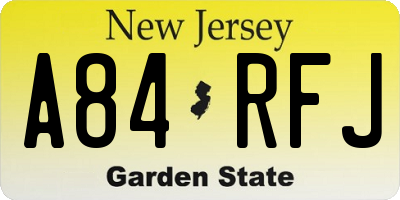 NJ license plate A84RFJ