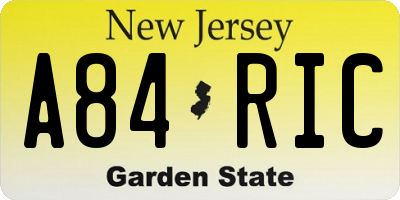 NJ license plate A84RIC