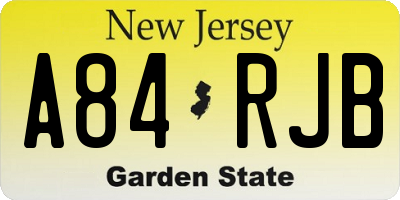 NJ license plate A84RJB