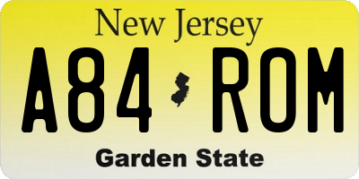 NJ license plate A84ROM