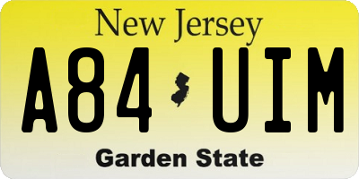 NJ license plate A84UIM