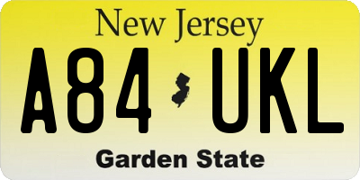 NJ license plate A84UKL