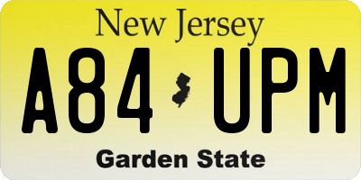 NJ license plate A84UPM