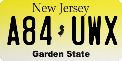 NJ license plate A84UWX