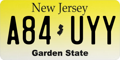 NJ license plate A84UYY