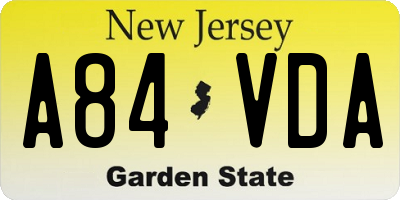 NJ license plate A84VDA