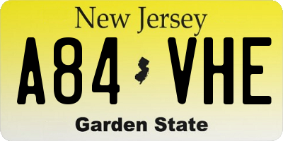 NJ license plate A84VHE