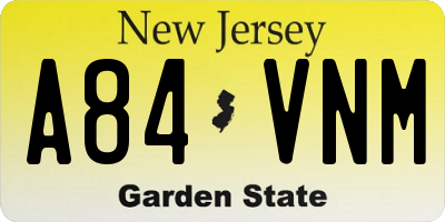 NJ license plate A84VNM