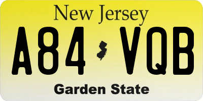 NJ license plate A84VQB