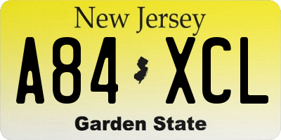 NJ license plate A84XCL