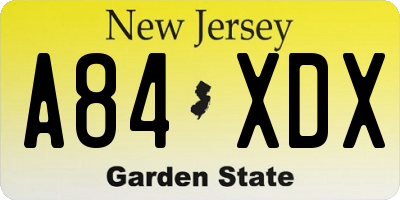 NJ license plate A84XDX