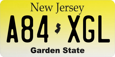 NJ license plate A84XGL