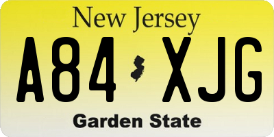 NJ license plate A84XJG