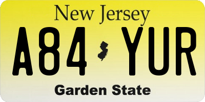 NJ license plate A84YUR