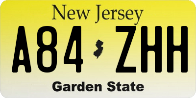 NJ license plate A84ZHH