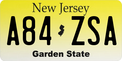 NJ license plate A84ZSA