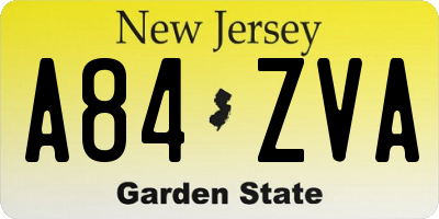 NJ license plate A84ZVA