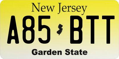 NJ license plate A85BTT