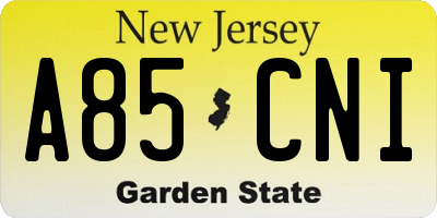 NJ license plate A85CNI