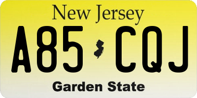 NJ license plate A85CQJ