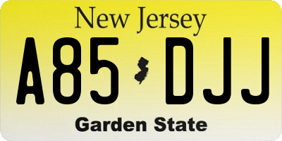 NJ license plate A85DJJ