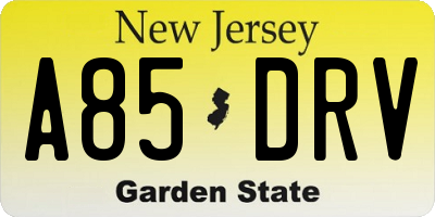 NJ license plate A85DRV