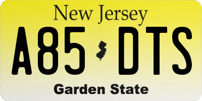 NJ license plate A85DTS