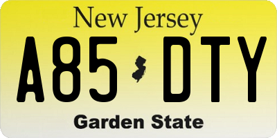 NJ license plate A85DTY